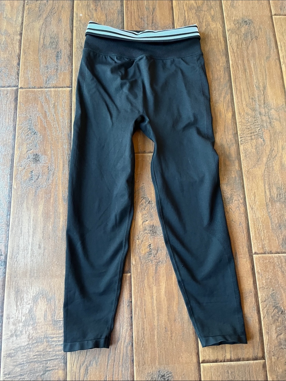 PINK Victoria's Secret Black Leggings with Striped Waistband
